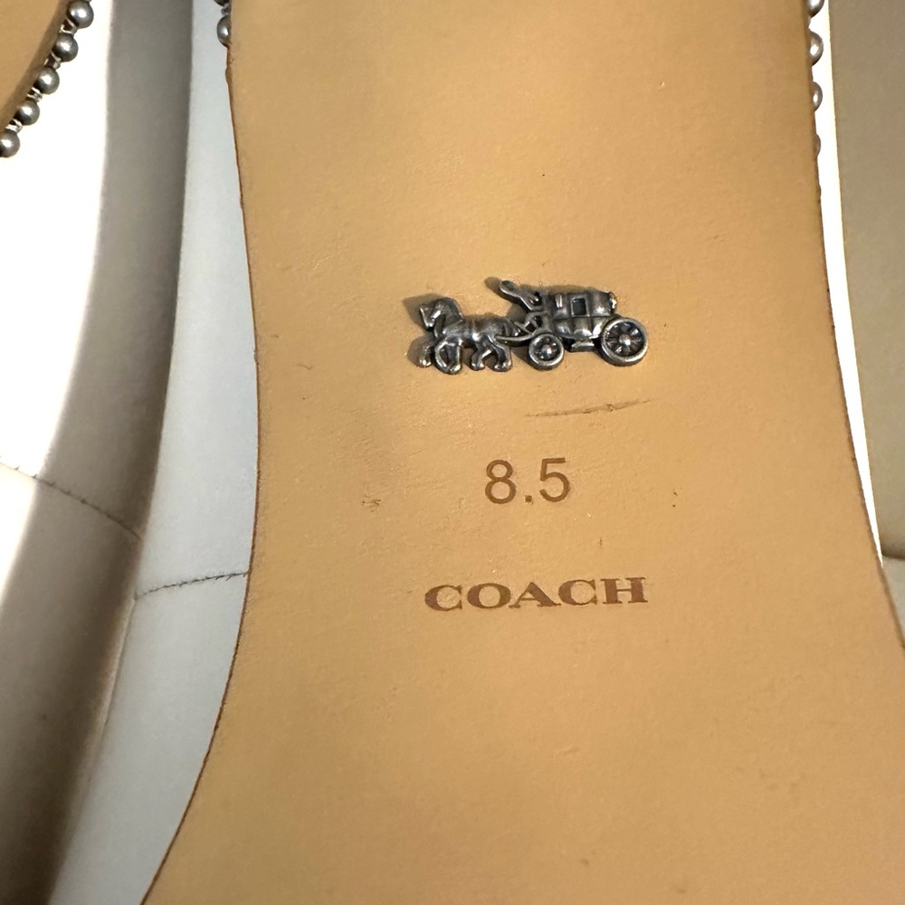Coach Women's Ivory Heels with Studded Detail - Picture 8 of 9
